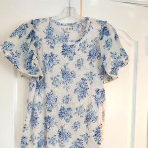 LOFT Women's Blue Floral T Shirt